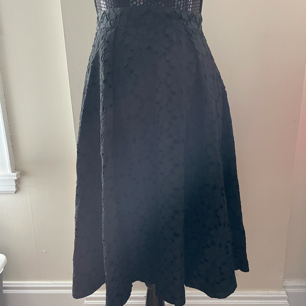 Vintage 1950s Black Eyelet Lace Circle Skirt